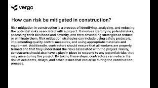 Risk Mitigation in Construction: A Guide