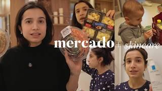 Compras de mercado + rotina de skincare da noite