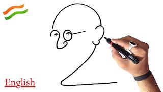 Mahatma Gandhi Drawing Portrait Very Easy - English version for global audiences. Part - 2