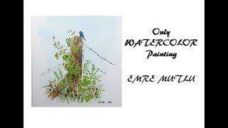 FENCE and LEAFS. LINE .WATERCOLOR TUTORIAL with Emre Mutlu