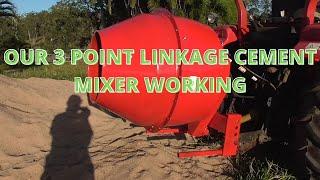 OUR 3 POINT LINKAGE CEMENT MIXER WORKING.