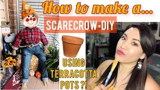 How to make a Scarecrow- Terracotta Pot Fall Decor - DIY Scarecrow Tutorial | Front Porch Decor