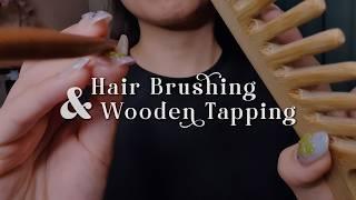 ASMR Wooden Hair Brushing & Tapping  No Talking, Layered Sounds