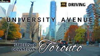 UNIVERSITY Avenue (Southbound)  //  STREETS of Downtown TORONTO  //  4K Driving