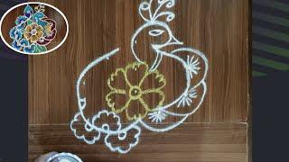 peacock kolam | simple dots rangoli | kolam competition | easy kolangal | dhinam oru kolam