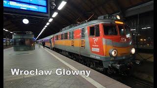 Wroclaw Main railway station. Polish trains PKP Intercity, Polregio, Lower Silesian Railways