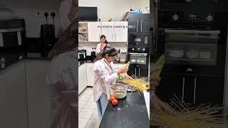 Twins and pasta cooking disaster in the kitchen  #laugh #funny #siblings #cook #hilarious #stove