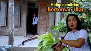 Viral_Pelihara Ular dalam Rumah si wanita cantik hidup di pedesaan bersama Ular Jinak selalu damai.