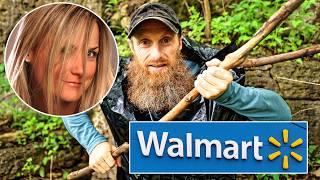 $100 Walmart 24-hr Survival Challenge - My WIFE Picks Gear (no tent, sleeping bag!!!)