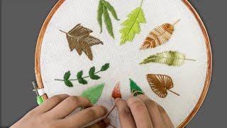 How to embroider leaves 10 ways - Easiest leaf stitch tutorial