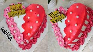 PINK & WHITE COLOR COMBINATION HEART SHAPE CAKE DESIGN #shorts