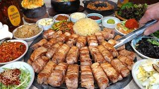 Wow! TOP4 Grilled Special parts of pork! Various Korean Pork Belly(Samgyeopsal) / Korean street food