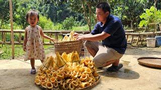 Go to the forest to harvesting bamboo shoots, process and bring it to the market sell