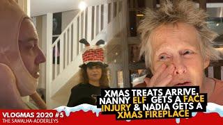 VLOGMAS 2020 #5 : Xmas Treats Arrive, Nanny ELF Gets a FACE INJURY & Nadia Gets a XMAS FIREPLACE!