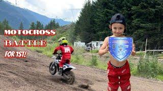 Motocross battle for 1st place in 50cc 4-6 class