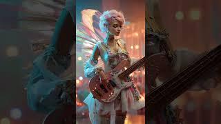 Fairy Groove: Pink-Haired Muse on a Retro Stage 