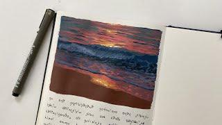 sunset waves | acrylic on sketchbook