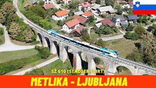 Cab Ride Metlika - Ljubljana (Karlovac - Ljubljana Railway, Slovenia) train driver's view 4K