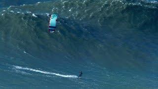 BIGGEST Wave Kite Surfed by Nuno Figueiredo at Nazare - Hard Rock version