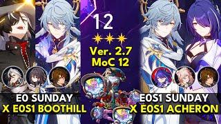 E0S1 Sunday x Boothill & Acheron | Memory of Chaos Floor 12 3 Stars | Honkai: Star Rail 2.7