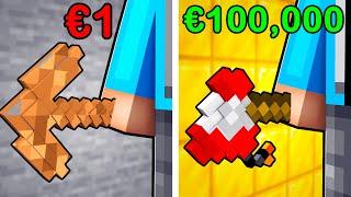 €1 vs €100.000 Minecraft Pickaxe!