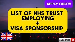 NHS VISA SPONSORSHIP JOBS