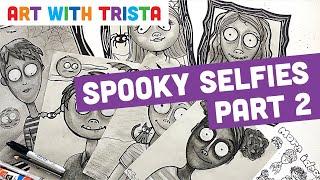 How to Add Extras to Your Spooky Selfie Portrait Art Lesson  Part 2 - Art With Trista Video Tutorial