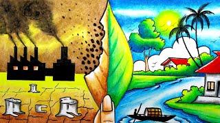 global warming drawing/environment day drawing/environment drawing/save Nature poster drawing easy