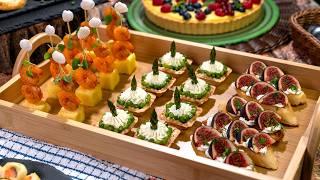 Delicious Party Finger Foods: Shrimp & Pineapple Skewers, Asparagus Snacks, and Fig Treats