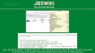 SQL Server Query Tuning Series -Multi-Column Statistics and Multiple Predicates@jbswiki#querytuning