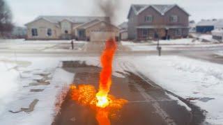 Fire Tornado Spawns on Driveway