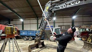 Winter workshop update. Concrete update and laser level on the digger