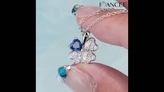 Heart Cut Blue Sapphire 925 Sterling Silver Clover Necklace - Joancee.com