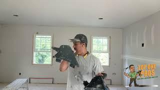 Taping drywall with banjo raw footage no edit - Delko Banjo @DelkoTools