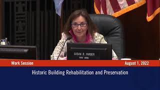 Historic Building Rehabilitation and Preservation | Work Session - August 1, 2022