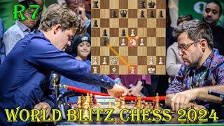 ROOK SAC!! Magnus Carlsen vs Levon Aronian || World Blitz Chess 2024 - R7