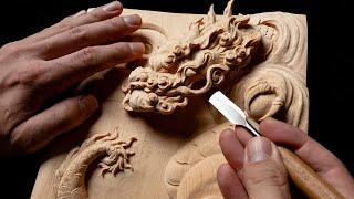 Wood Carving Dragon| To use technic of Japanese traditional wood carving| Woodworking