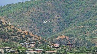 The Most Dramatic Approach and Landing into Paro Airport: Bhutan Airlines Airbus319 landing runway33