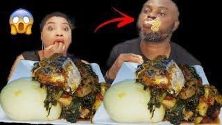 CHALLENGE BACKFIRE ON MY HUSBAND | DELICIOUS EFORIRO SOUP WITH FUFU | AFRICAN FOOD CHALLENGE