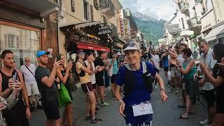 KATIE SCHIDE THROUGH THE CROWD IN CHAMONIX | HOKA UTMB Mont-Blanc 2024