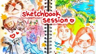  filling a sketchbook spread | chatty draw with me ️