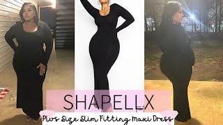 SHAPELLX HAS DRESSES?!? | PLUS SIZE BUILT-IN SHAPEWEAR MAXI DRESS TRY-ON | SKIMS DUPE BY SHAPELLX