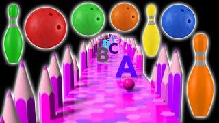  Alphabet Song Bowling Ball Kinetic Sand Letters Shapes Ducks & Bears! Learning Colors for Kids!