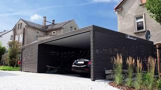 Beautiful metal carports made from steel and wood. Design by Stahlzart.