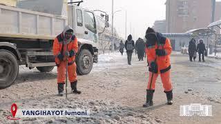 Mahallalaridagi ko‘chalarni qordan tozalash ishlari: Sergeli, Yangihayot tumanlari