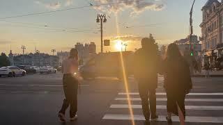 Walking in Moscow center in August. Warm Summer weather and a lot of beautiful people Moscow 4k