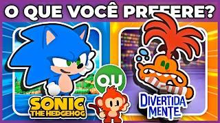  O QUE VOCÊ PREFERE? SONIC OU DIVERTIDA MENTE | #macaquiz #quiz #oquevoceprefere