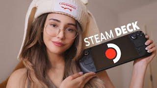 ASMR hands on with the Steam Deck OLED handheld | unboxing, playing video games | Casual Review 