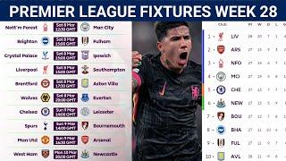 English Premier League Fixtures Today Week 28 Manchester United vs Arsenal • EPL Fixtures Today