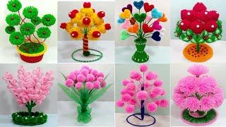 8 FLOWER VASE & GULDASTA CRAFT IDEAS WITH PLASTIC BOTTEL & WOOLEN